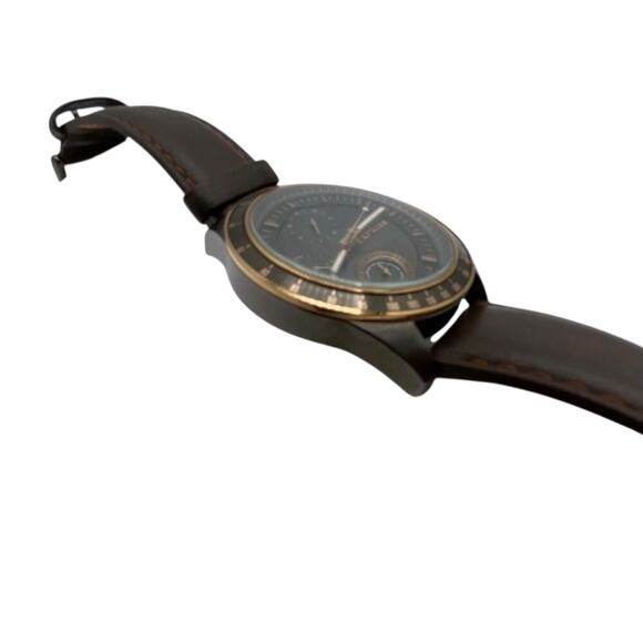 Express Men’s Chronograph Watch Black & Rose Gold | Genuine Leather Strap - Picture 4 of 8